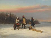 Cornelius Krieghoff A Wayside Chat oil painting reproduction